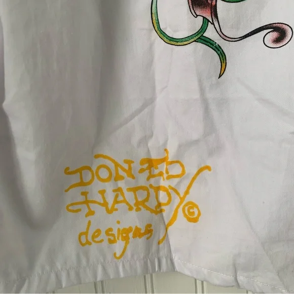 Ed Hardy (NWT) XL by Christian Audigier White, collared, long-sleeve, button-up - Picture 6 of 10